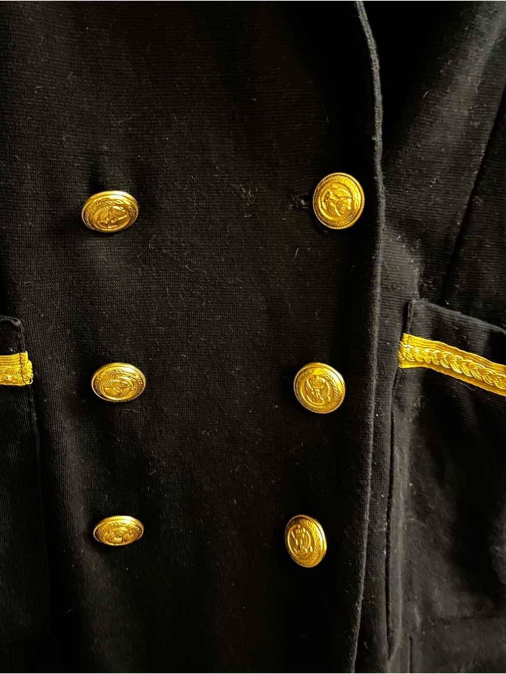 CHAR ~ BLACK DOUBLE BREASTED GOLD TRIM BLAZER ~ 12 - Picture 3 of 12
